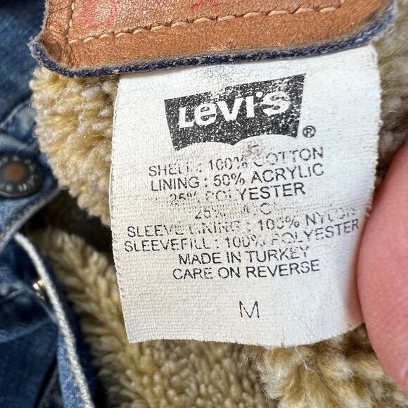 Levi's XX Jacket Women's M Blue Sherpa Lined Denim Jacket Band Collar Vintage - Picture 7 of 11